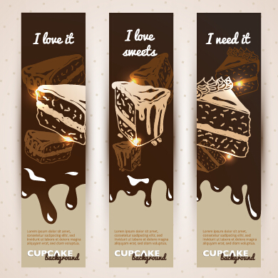 Chocolate with cupcake banners background vector 01