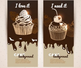 Chocolate with cupcake banners background vector 02