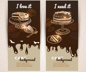 Chocolate with cupcake banners background vector 04