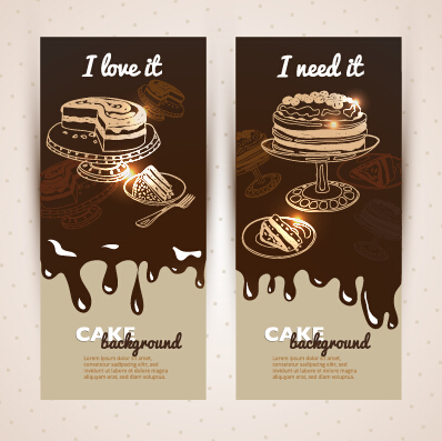 Chocolate with cupcake banners background vector 04