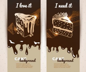 Chocolate with cupcake banners background vector 06