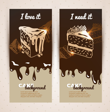 Chocolate with cupcake banners background vector 06