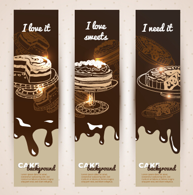 Chocolate with cupcake banners background vector 07