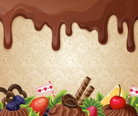 Chocolate with dessert sweets vector background 02