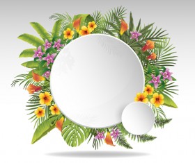 Circle paper and tropical plants vector background 01