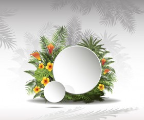 Circle paper and tropical plants vector background 02