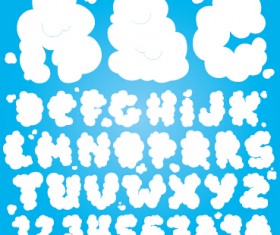Cloud numbers and alphabet vector graphics