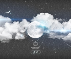 Cloud with moon and star Photoshop Brushes
