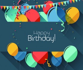 Colored confetti with happy birthday gray background vector 02