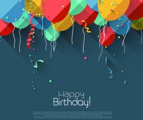 Colored confetti with happy birthday gray background vector 03