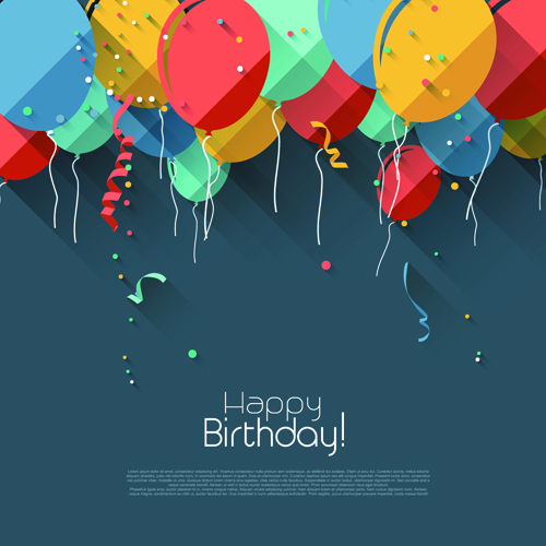 Colored confetti with happy birthday gray background vector 03 free download