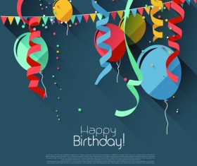 Colored confetti with happy birthday gray background vector 04