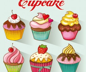 Colored cupcake cute design vector 01