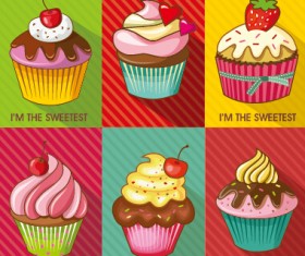 Colored cupcake cute design vector 02