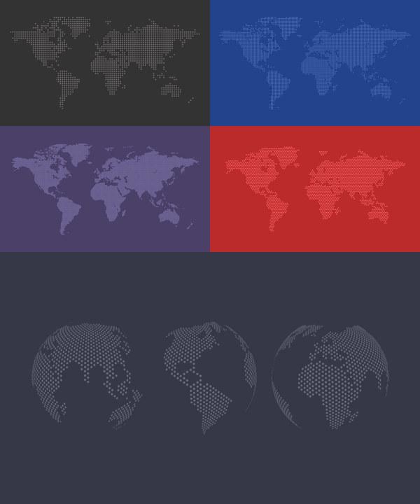Colored world maps free vector