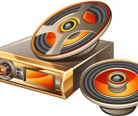 Creative car radio with speakers vector 01