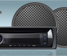Creative car radio with speakers vector 02