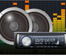 Creative car radio with speakers vector 04