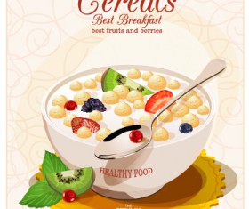 Creative cereals food advertising poster vector