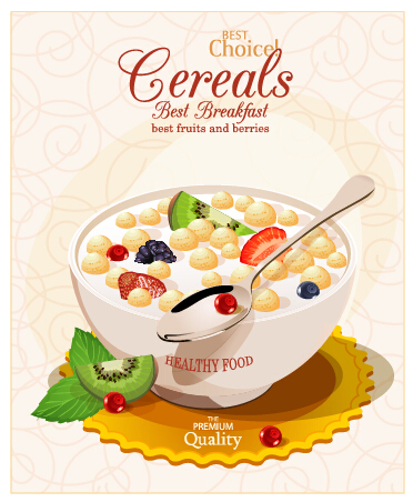 Creative cereals food advertising poster vector