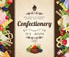 Creative confectionery with sweet background vector 02