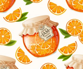 Creative jam jar with fruit vector seamless pattern 01
