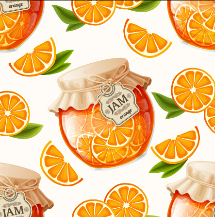 Creative jam jar with fruit vector seamless pattern 01