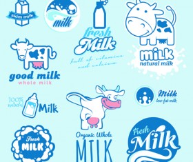 Creative milk labels with logos design vector 01