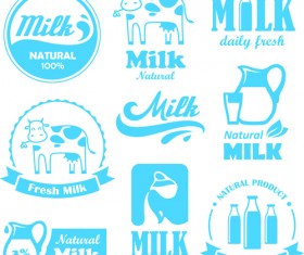 Creative milk labels with logos design vector 02
