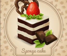 Cute cake card design vectors 02