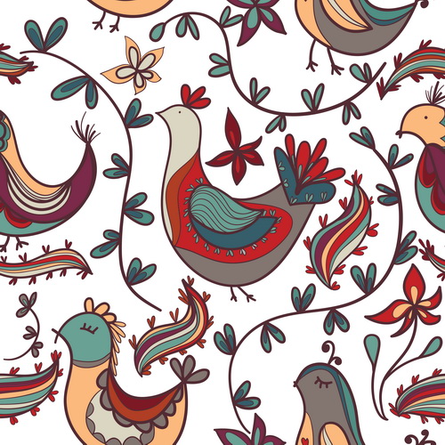 Cute floral ornaments vector seamless pattern 01