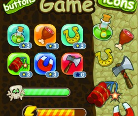 Cute game button and other design elements 01