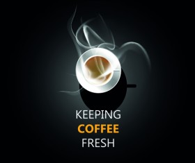 Dark background with fresh coffee cup vector