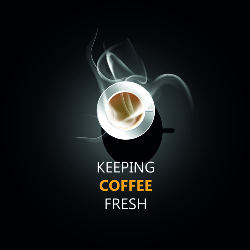 Dark background with fresh coffee cup vector