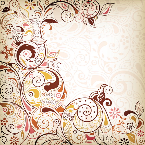 Decorative floral pattern vector background art 01