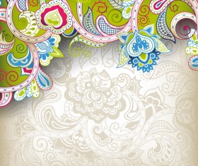 Decorative floral pattern vector background art 02