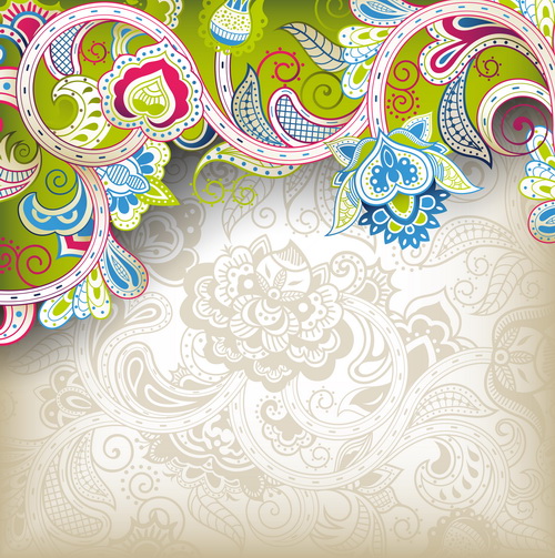 Decorative floral pattern vector background art 02