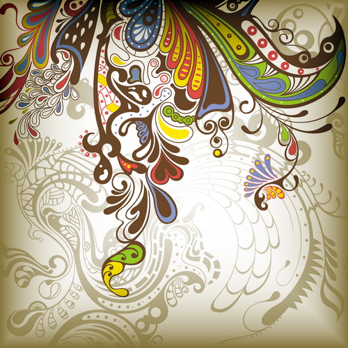 Decorative floral pattern vector background art 03
