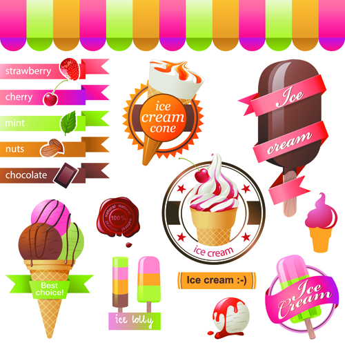 Different flavors ice cream vector