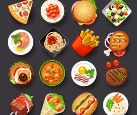 Different tasty food set vector 02