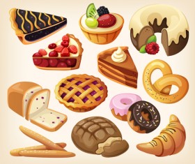 Different tasty food set vector 03