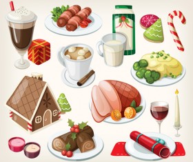 Different tasty food set vector 04