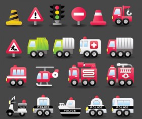 Different transportation Icons vector material 04