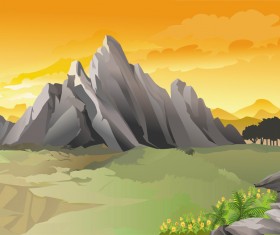 Drawn beautiful landscapes vector material 01