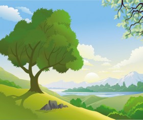 Drawn beautiful landscapes vector material 04