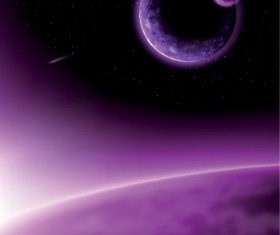 Earth and moon purple background