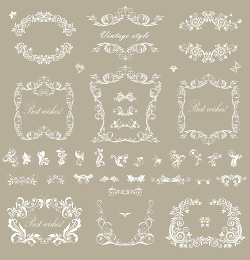 Elegant floral frame with ornament elements vector 01