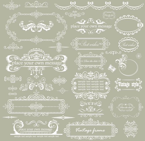 Elegant floral frame with ornament elements vector 02