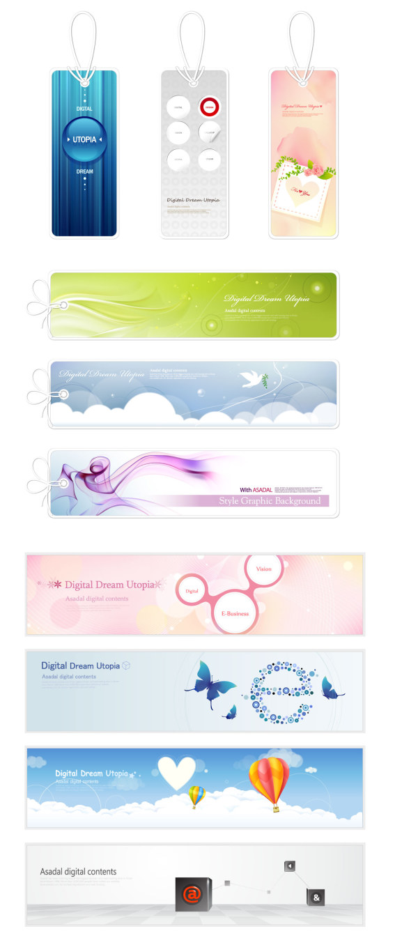 Elegant summer tags and banners vectors
