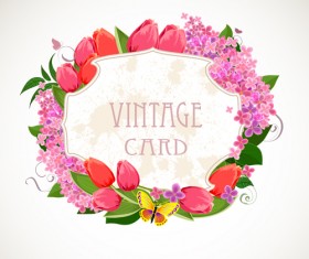 Flower frames labels card vector set 01